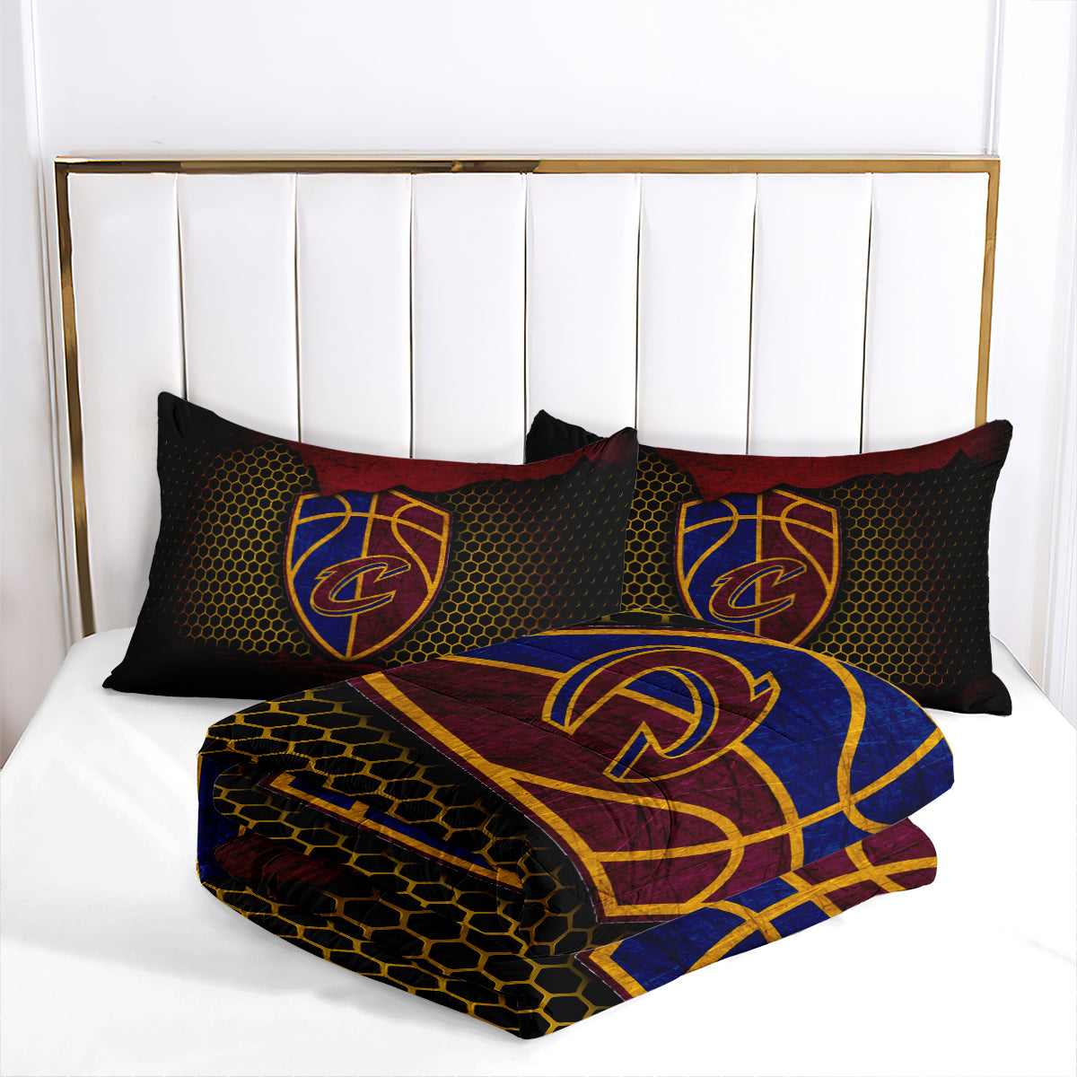 Cleveland Basketball Cavaliers Comforter Pillowcases 3PC Sets Blanket All Season Reversible Quilted Duvet