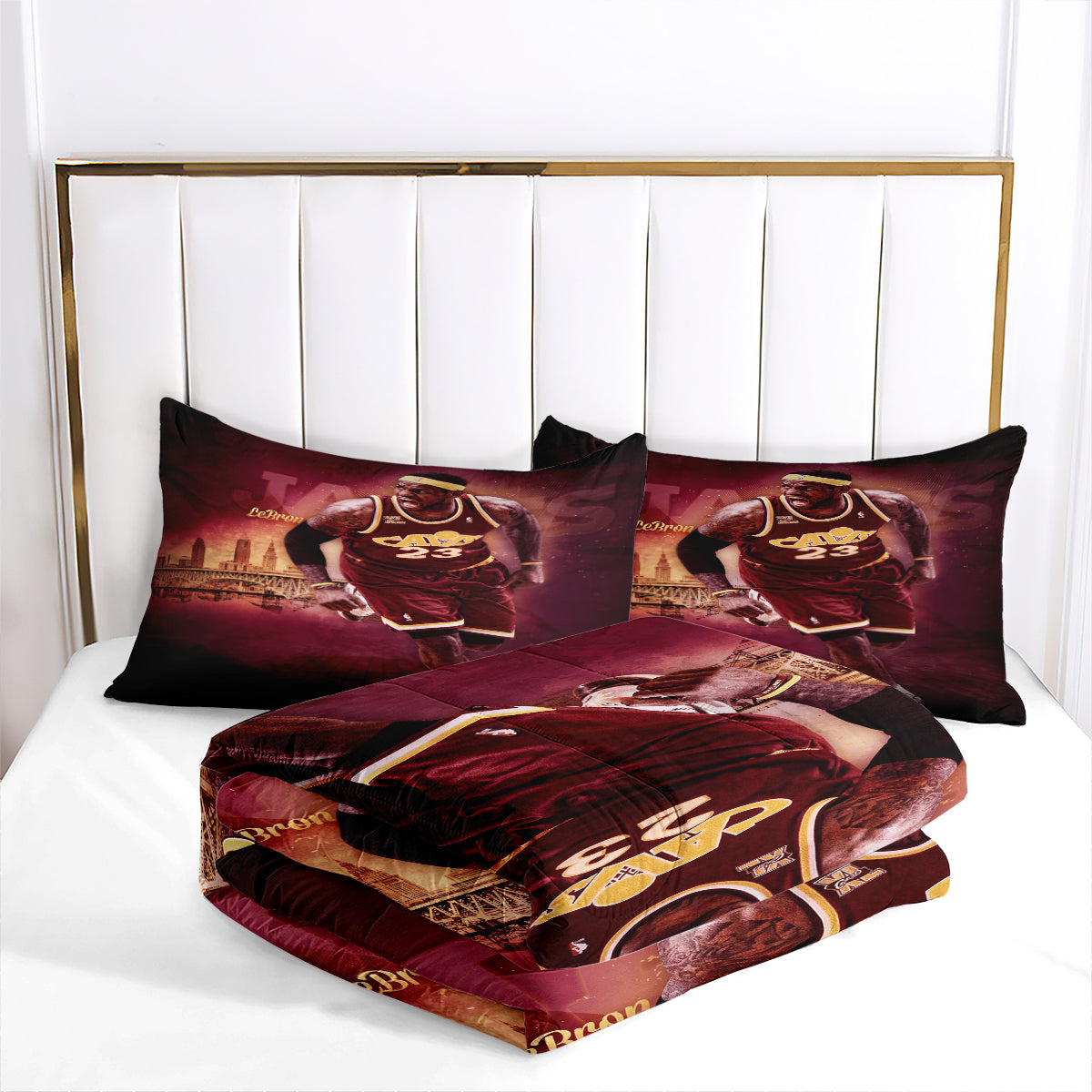 Cleveland Basketball Cavaliers Comforter Pillowcases 3PC Sets Blanket All Season Reversible Quilted Duvet