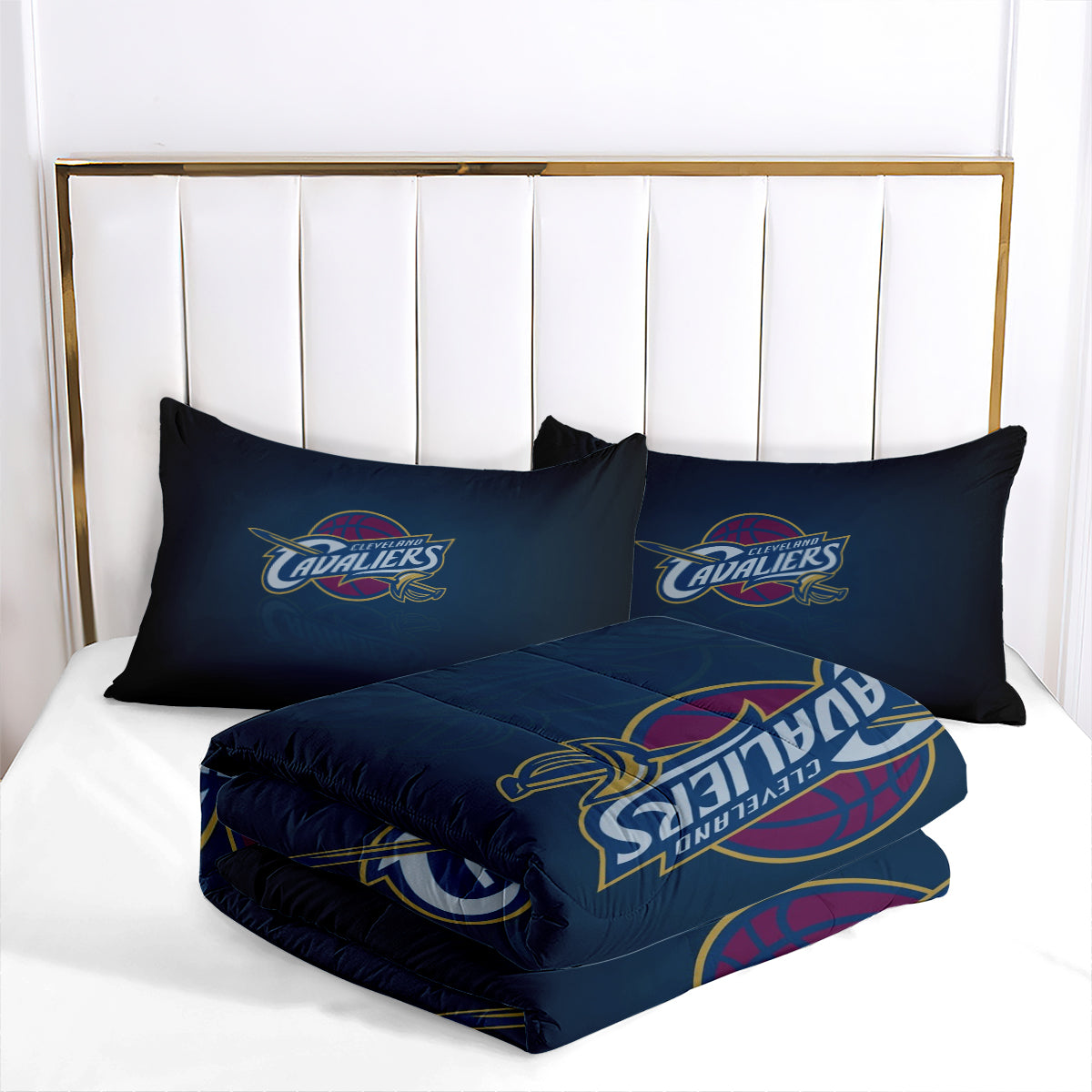 Cleveland Basketball Cavaliers Comforter Pillowcases 3PC Sets Blanket All Season Reversible Quilted Duvet