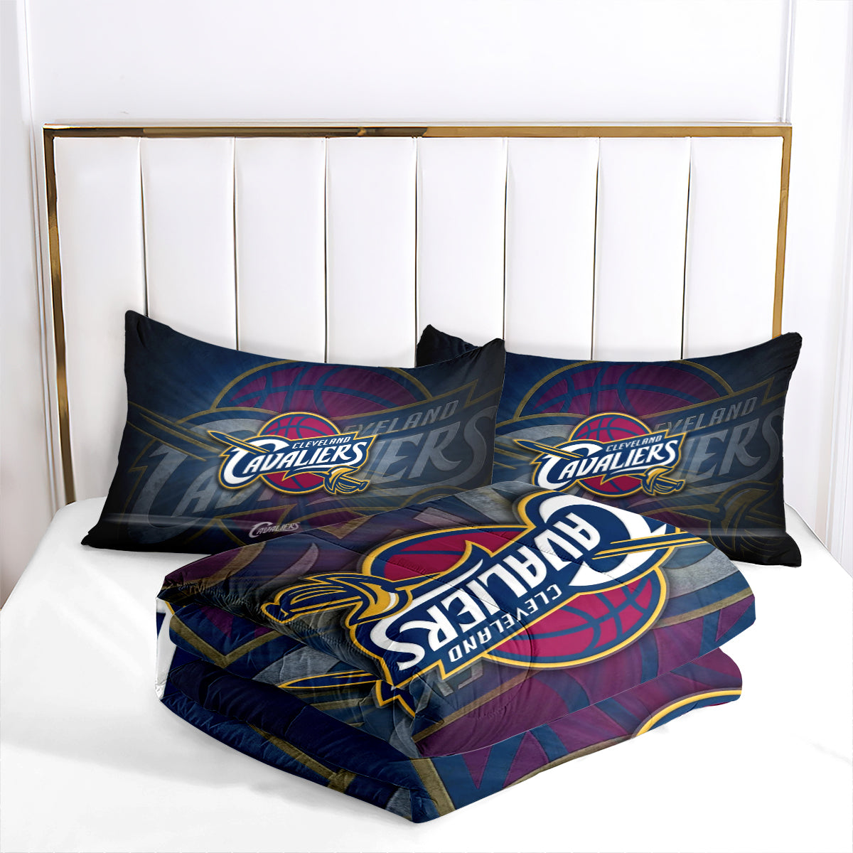 Cleveland Basketball Cavaliers Comforter Pillowcases 3PC Sets Blanket All Season Reversible Quilted Duvet