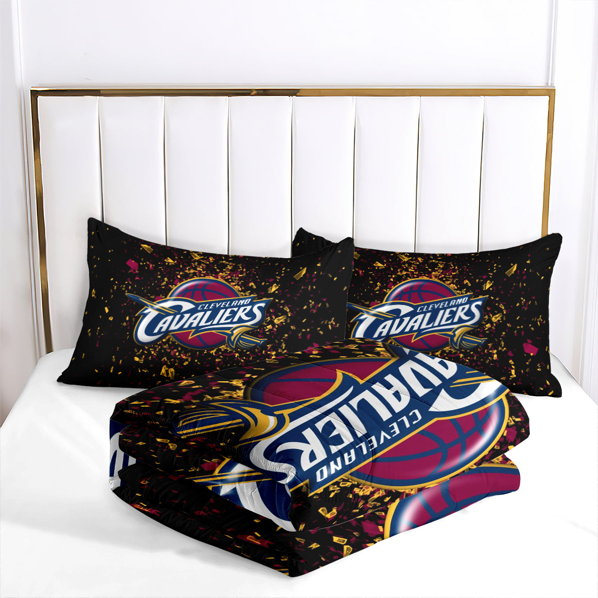 Cleveland Basketball Cavaliers Comforter Pillowcases 3PC Sets Blanket All Season Reversible Quilted Duvet