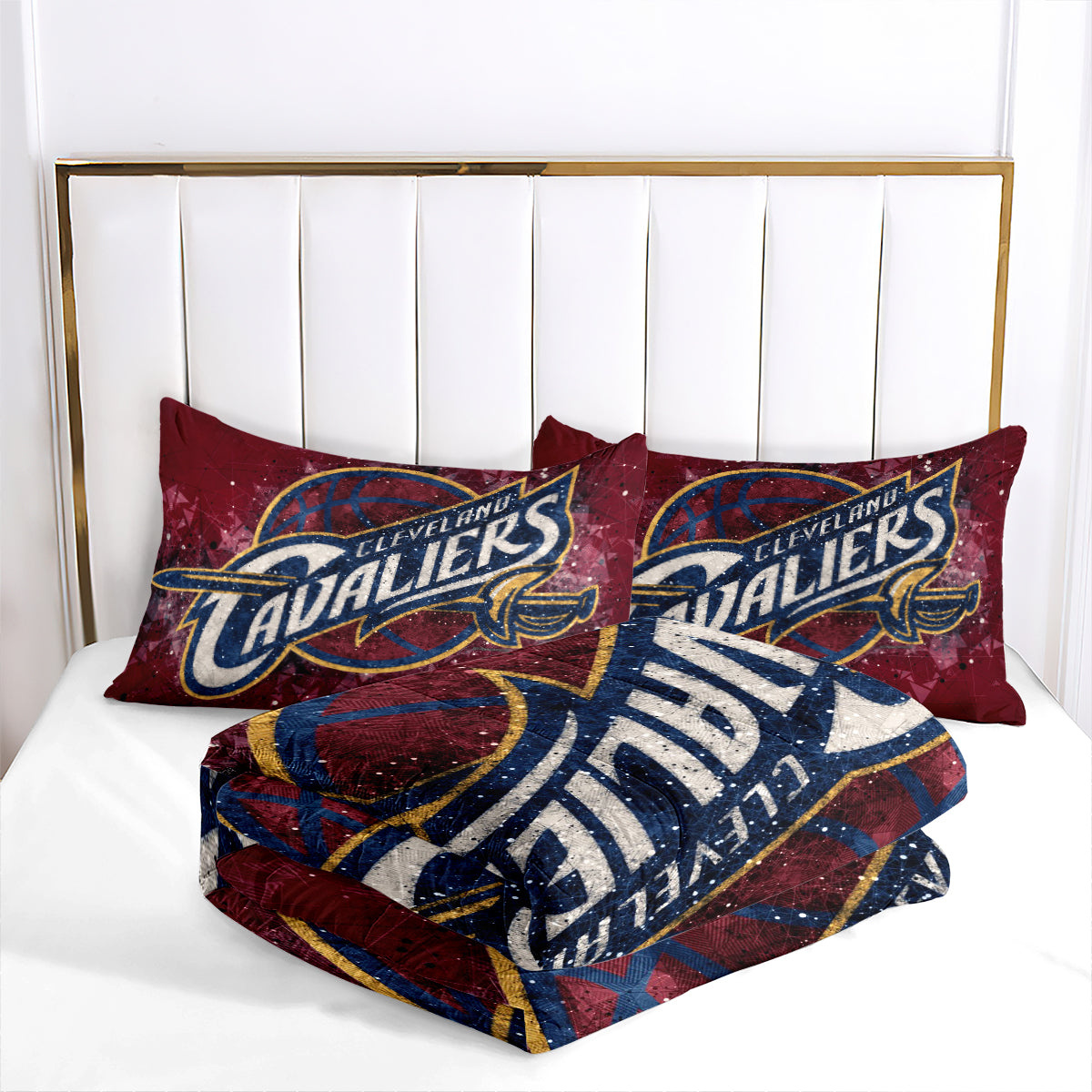 Cleveland Basketball Cavaliers Comforter Pillowcases 3PC Sets Blanket All Season Reversible Quilted Duvet