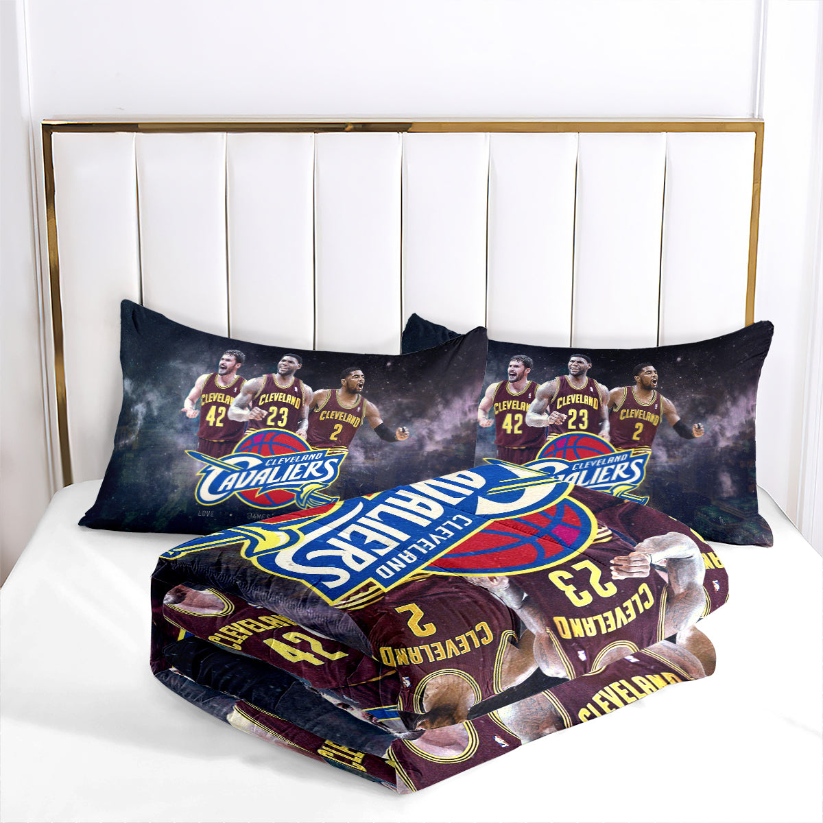 Cleveland Basketball Cavaliers Comforter Pillowcases 3PC Sets Blanket All Season Reversible Quilted Duvet