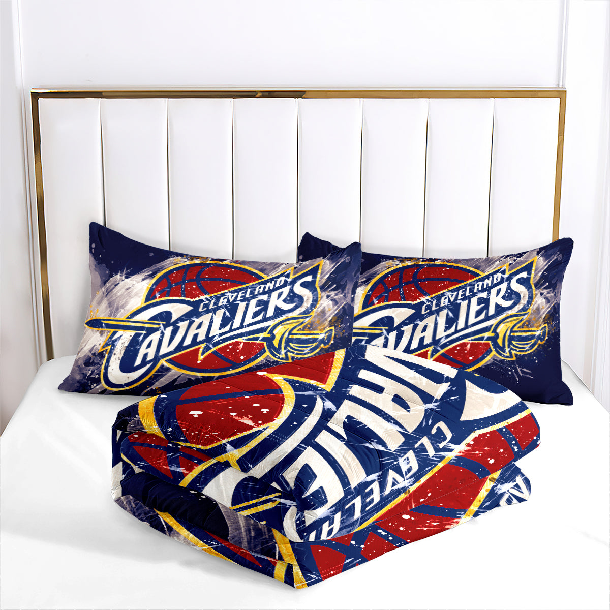 Cleveland Basketball Cavaliers Comforter Pillowcases 3PC Sets Blanket All Season Reversible Quilted Duvet