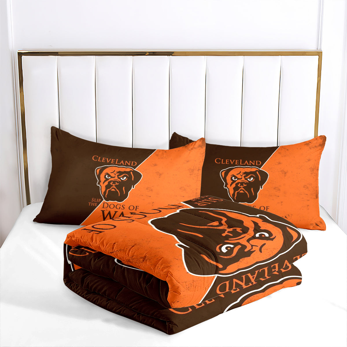 Cleveland Rugby Football Browns Comforter Pillowcases 3PC Sets Blanket All Season Reversible Quilted Duvet