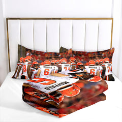 Cleveland Rugby Football Browns Comforter Pillowcases 3PC Sets Blanket All Season Reversible Quilted Duvet