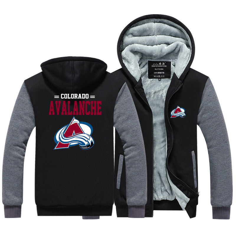 Colorado Avalanche Jackets Hockey Team Unisex Lined Hoodie Fleece Sweatshirt Full Zipper Hooded Thicken Jacket