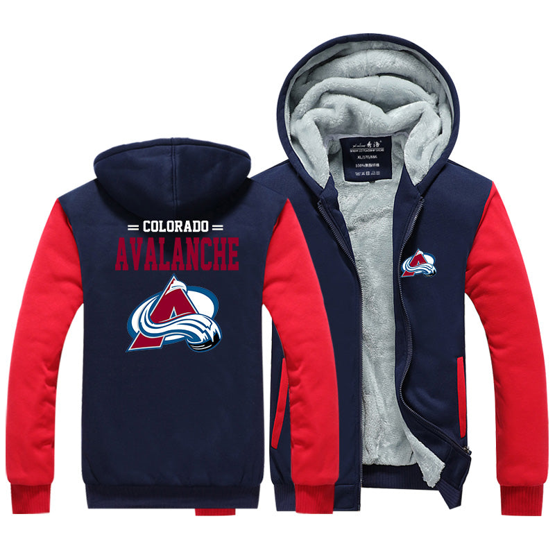 Colorado Avalanche Jackets Hockey Team Unisex Lined Hoodie Fleece Sweatshirt Full Zipper Hooded Thicken Jacket