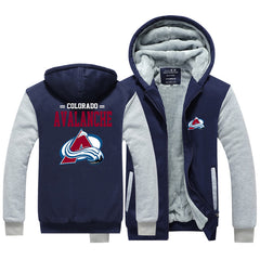 Colorado Avalanche Jackets Hockey Team Unisex Lined Hoodie Fleece Sweatshirt Full Zipper Hooded Thicken Jacket