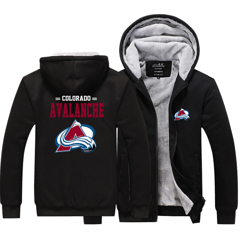 Colorado Avalanche Jackets Hockey Team Unisex Lined Hoodie Fleece Sweatshirt Full Zipper Hooded Thicken Jacket