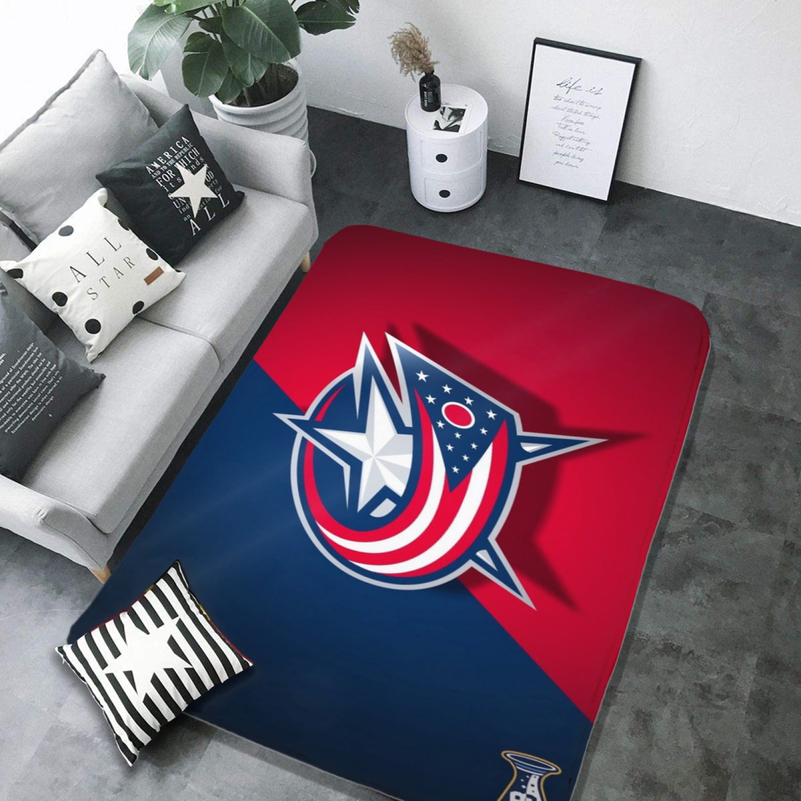 Columbus Blue Jackets Hockey Rugs Bedroom Living Room Bathroom Carpet Mat Rug