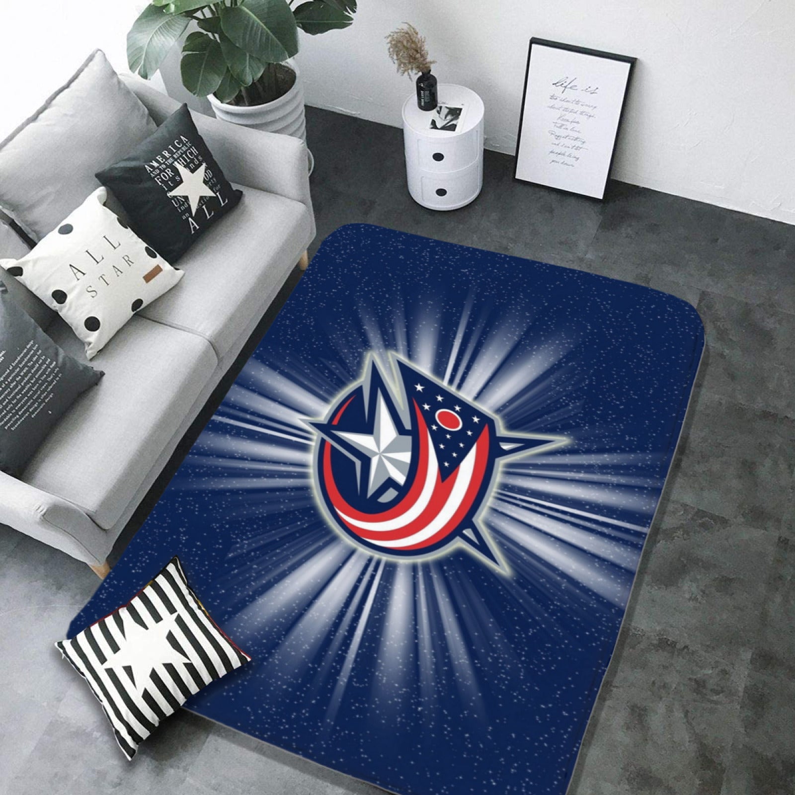 Columbus Blue Jackets Hockey Rugs Bedroom Living Room Bathroom Carpet Mat Rug