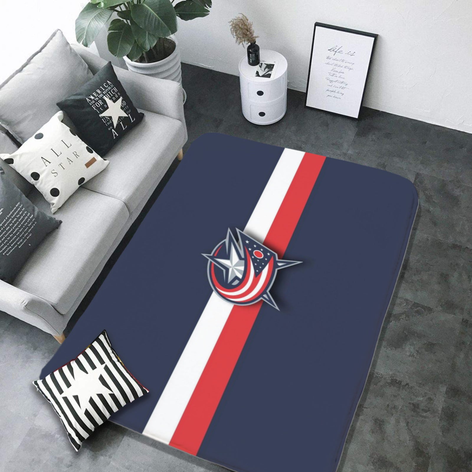 Columbus Blue Jackets Hockey Rugs Bedroom Living Room Bathroom Carpet Mat Rug