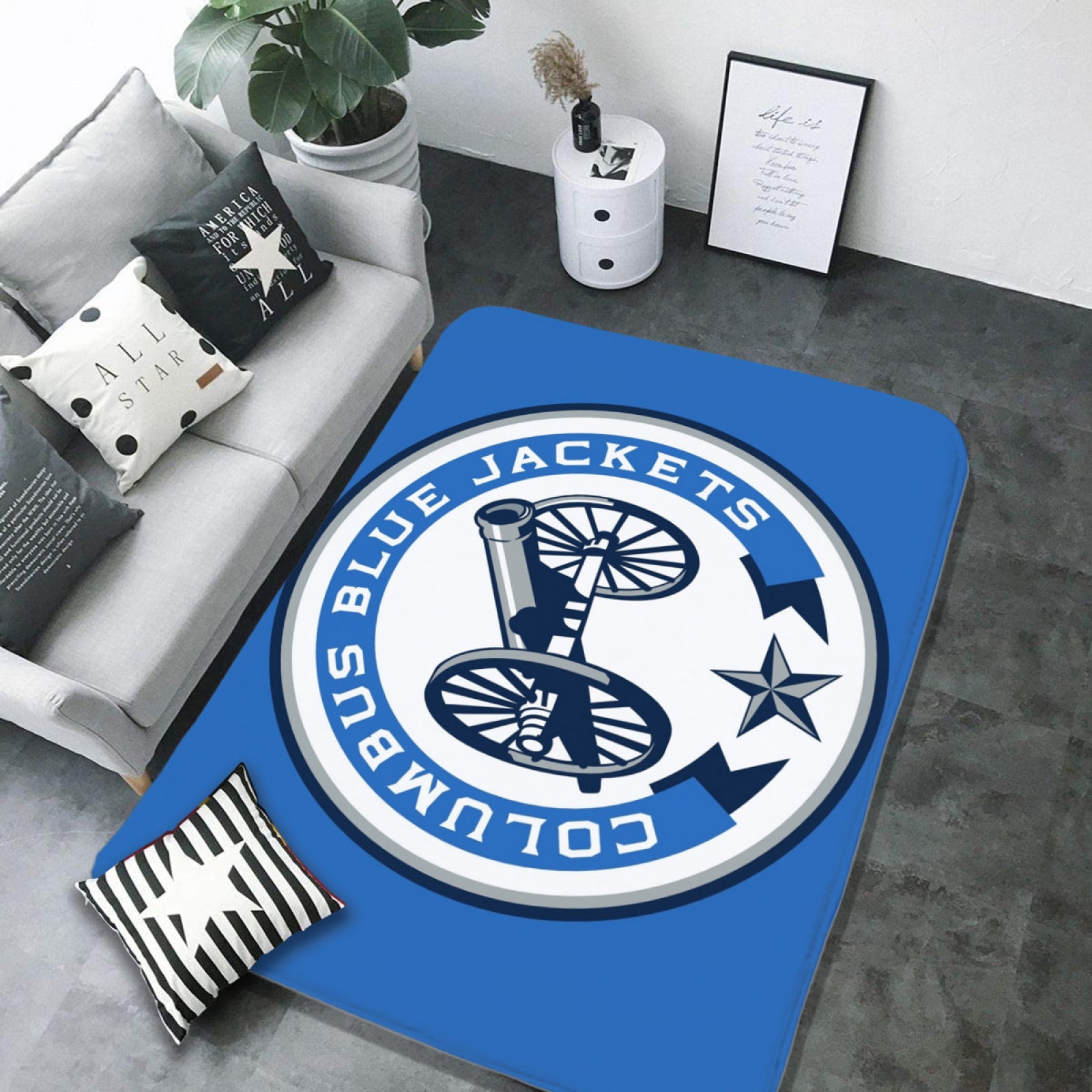 Columbus Blue Jackets Hockey Rugs Bedroom Living Room Bathroom Carpet Mat Rug