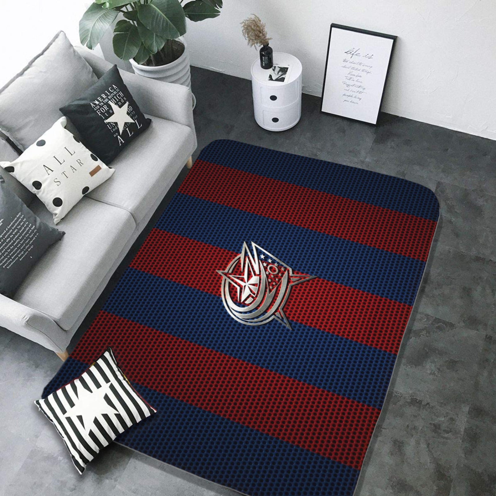 Columbus Blue Jackets Hockey Rugs Bedroom Living Room Bathroom Carpet Mat Rug