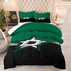 Dallas Hockey Stars Comforter Pillowcases 3PC Sets Blanket All Season Reversible Quilted Duvet