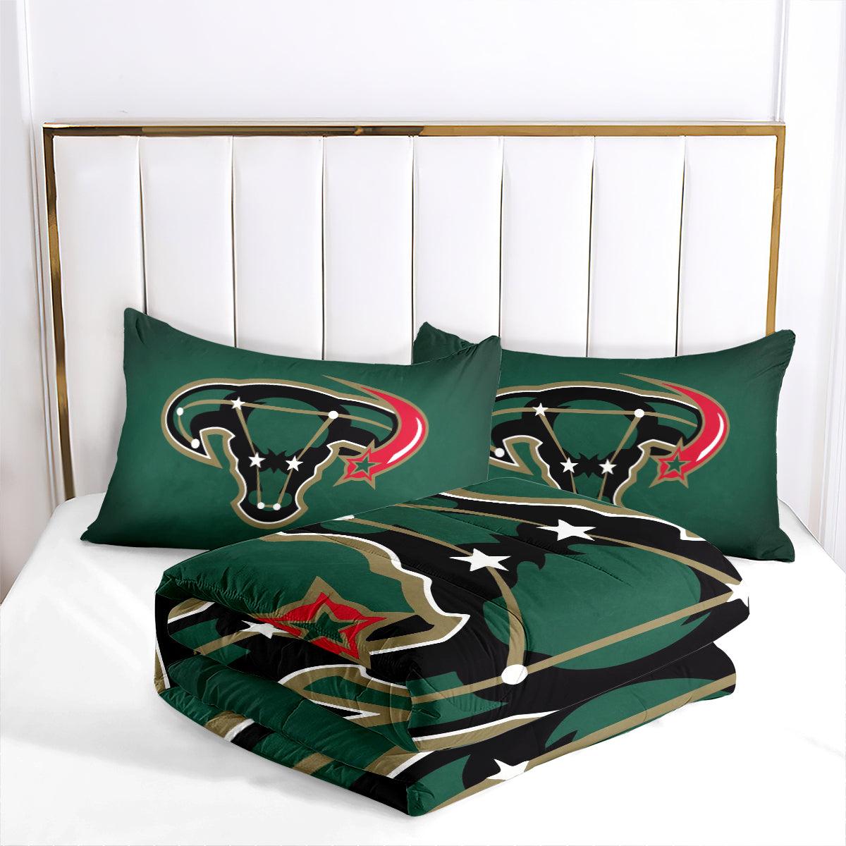 Dallas Hockey Stars Comforter Pillowcases 3PC Sets Blanket All Season Reversible Quilted Duvet