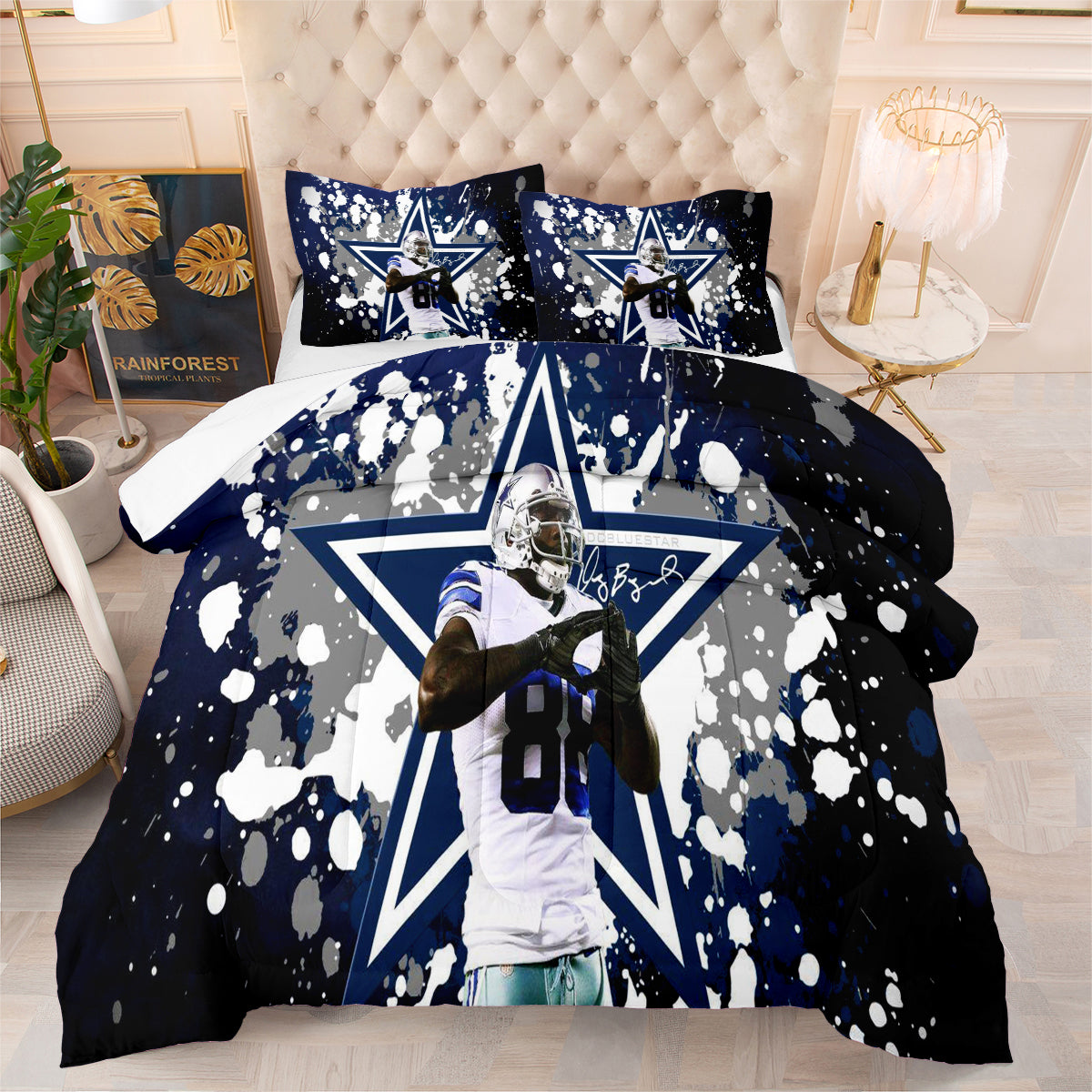 Dallas Rugby Football Cowboys Comforter Pillowcases 3PC Sets Blanket All Season Reversible Quilted Duvet