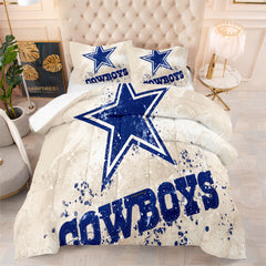 Dallas Rugby Football Cowboys Comforter Pillowcases 3PC Sets Blanket All Season Reversible Quilted Duvet