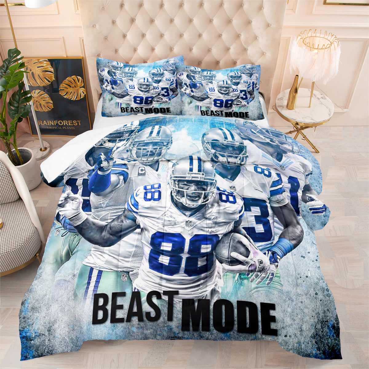 Dallas Rugby Football Cowboys Comforter Pillowcases 3PC Sets Blanket All Season Reversible Quilted Duvet