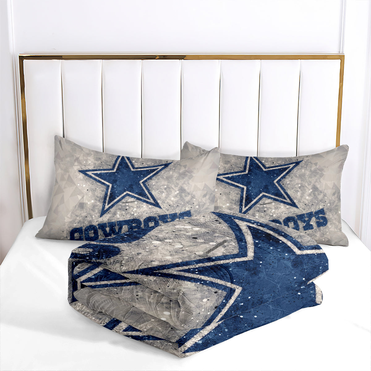 Dallas Rugby Football Cowboys Comforter Pillowcases 3PC Sets Blanket All Season Reversible Quilted Duvet