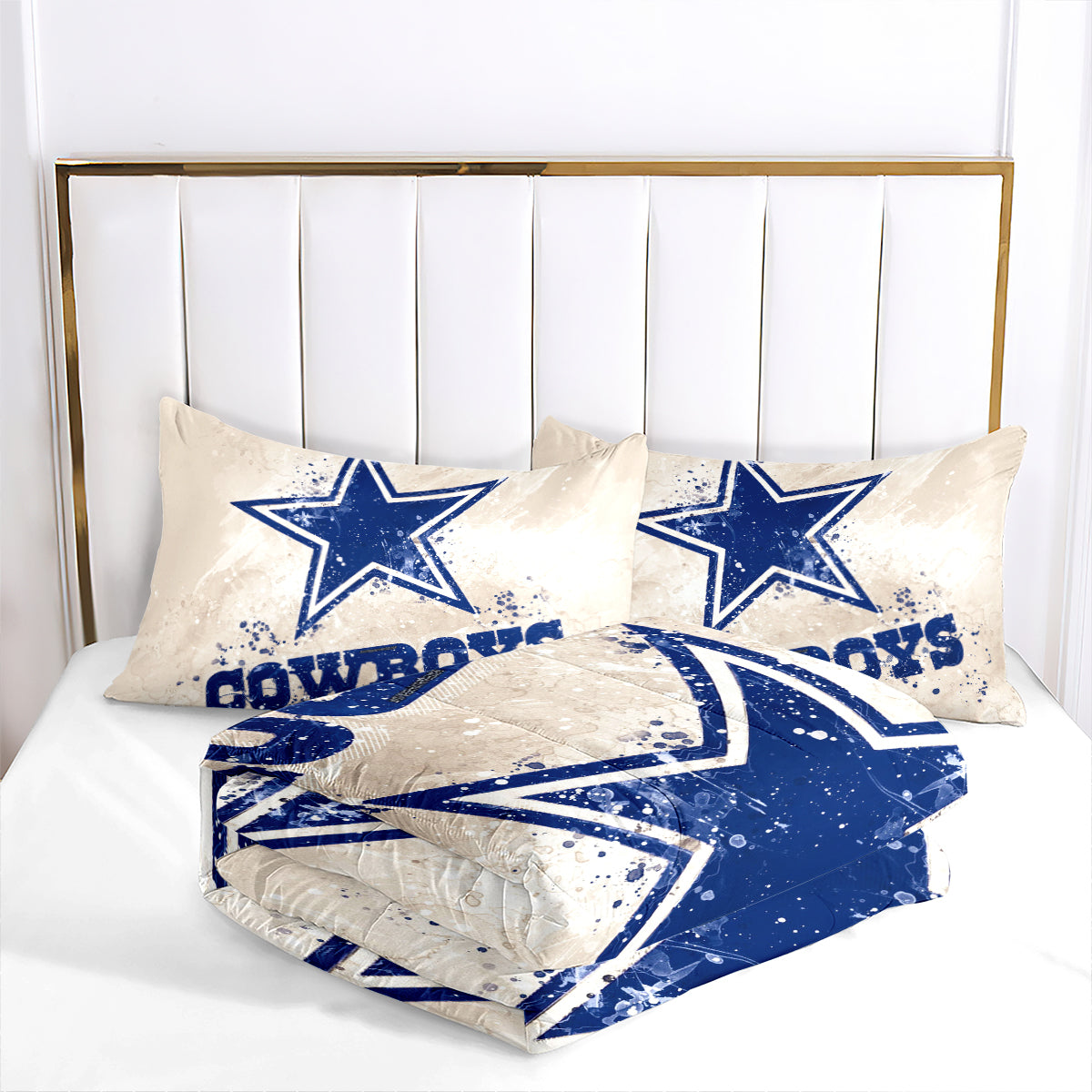 Dallas Rugby Football Cowboys Comforter Pillowcases 3PC Sets Blanket All Season Reversible Quilted Duvet