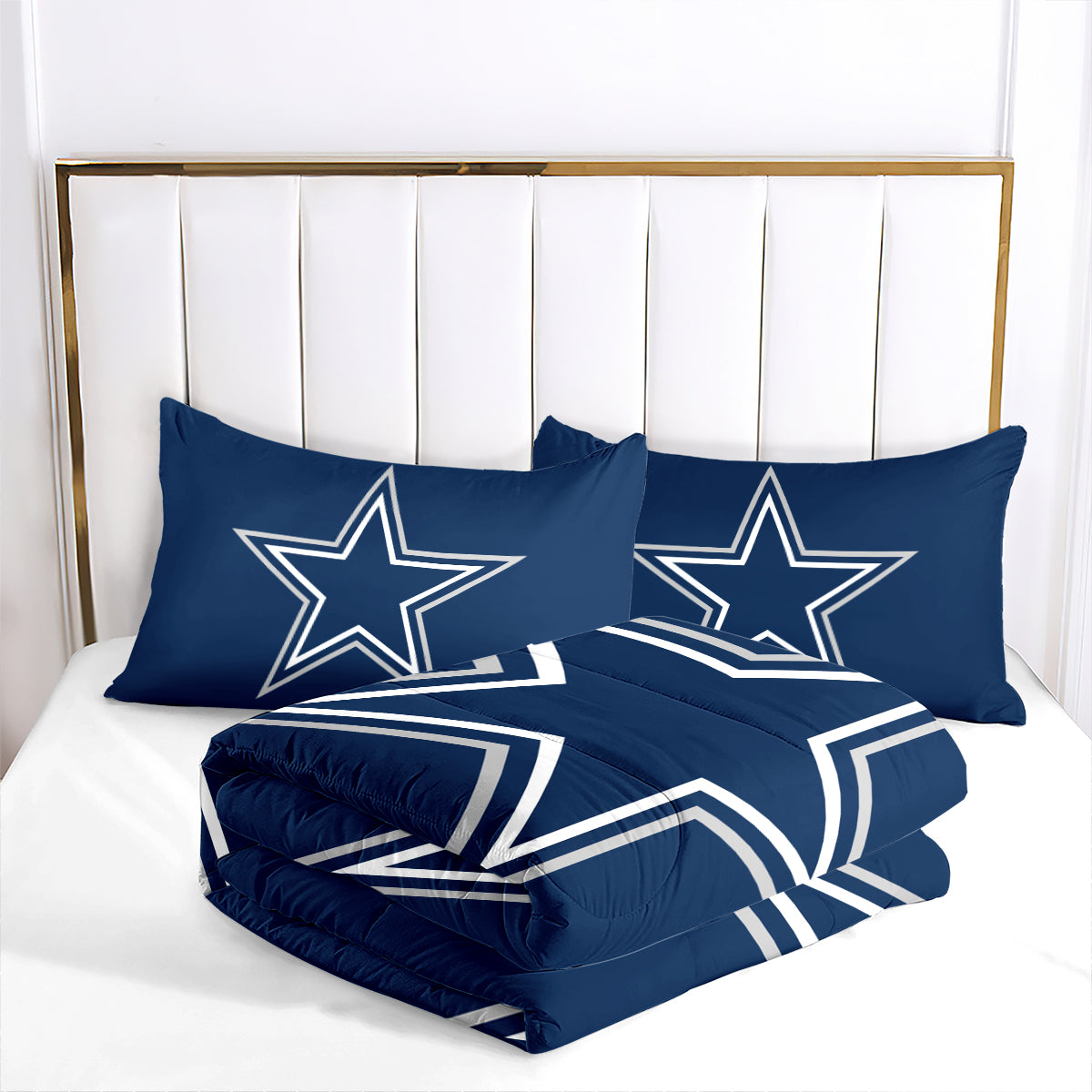 Dallas Rugby Football Cowboys Comforter Pillowcases 3PC Sets Blanket All Season Reversible Quilted Duvet