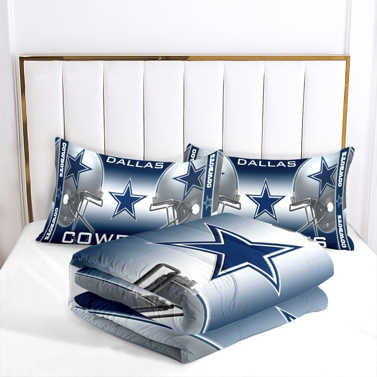 Dallas Rugby Football Cowboys Comforter Pillowcases 3PC Sets Blanket All Season Reversible Quilted Duvet