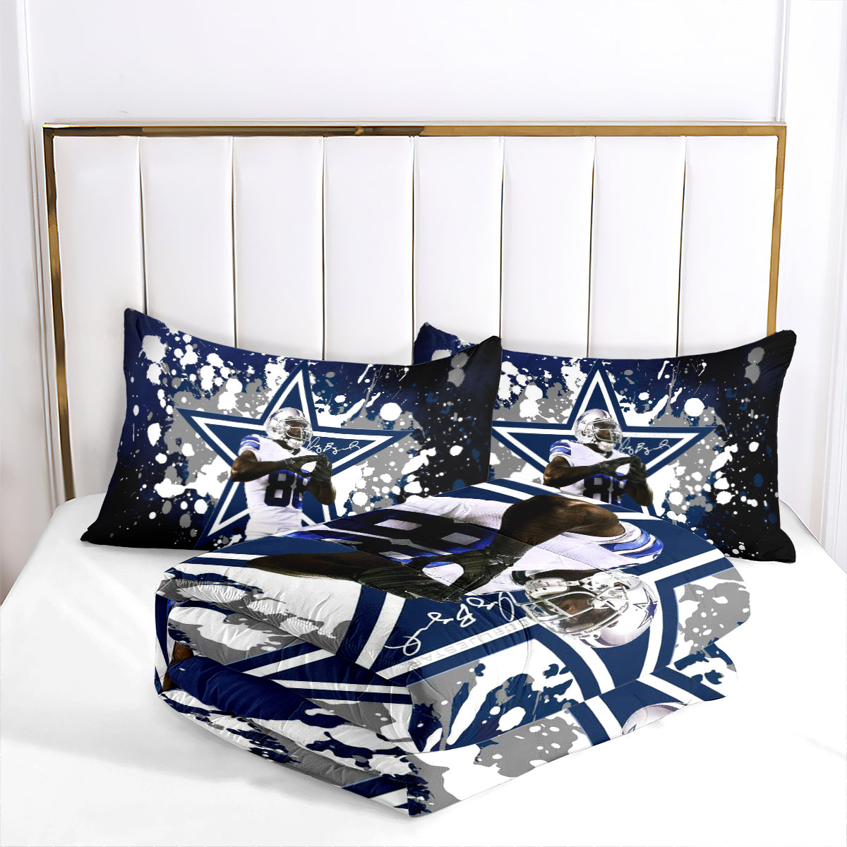 Dallas Rugby Football Cowboys Comforter Pillowcases 3PC Sets Blanket All Season Reversible Quilted Duvet