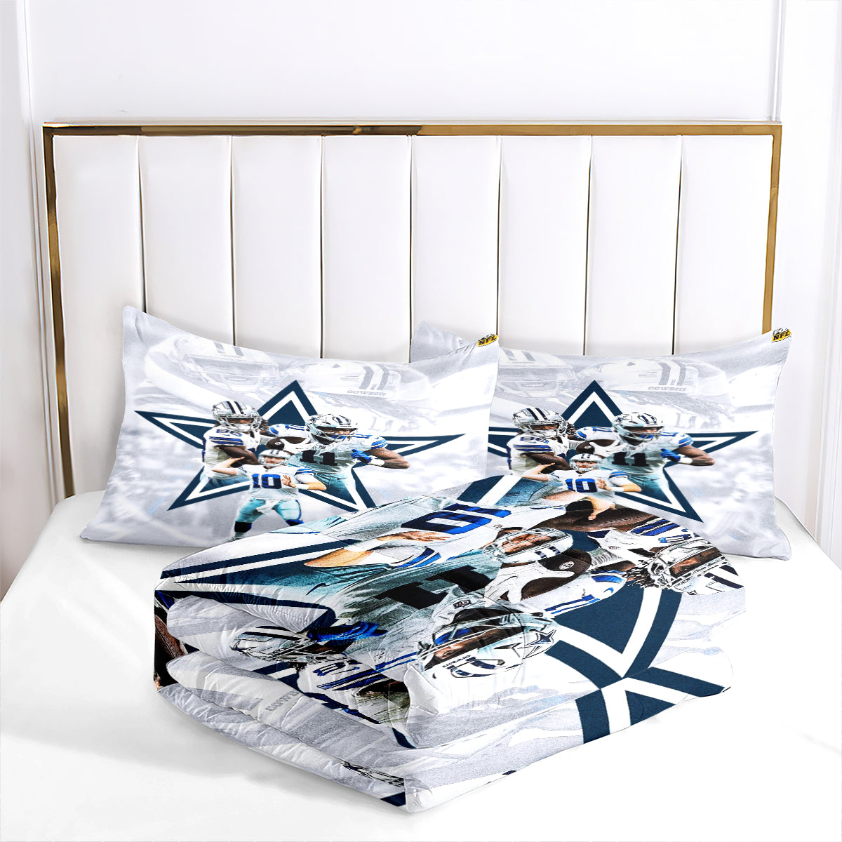 Dallas Rugby Football Cowboys Comforter Pillowcases 3PC Sets Blanket All Season Reversible Quilted Duvet