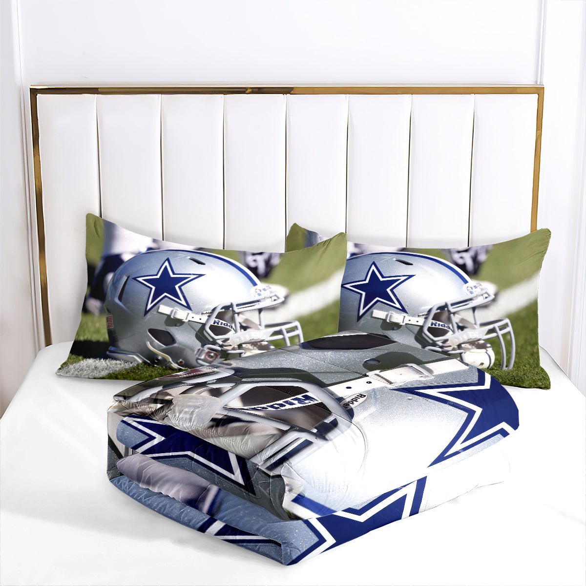 Dallas Rugby Football Cowboys Comforter Pillowcases 3PC Sets Blanket All Season Reversible Quilted Duvet