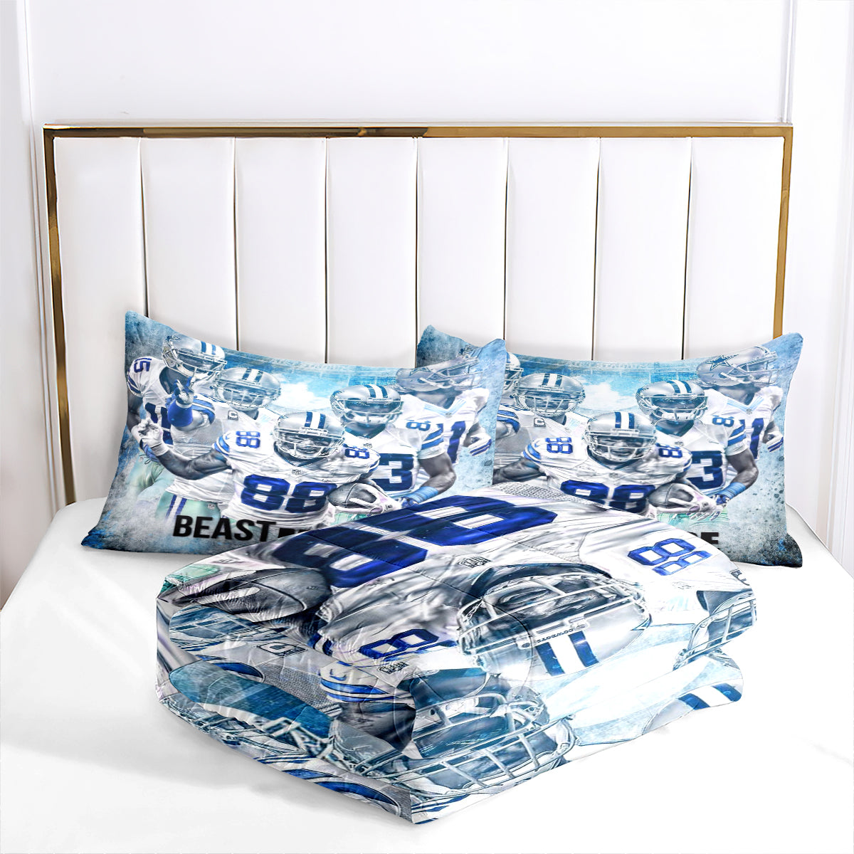 Dallas Rugby Football Cowboys Comforter Pillowcases 3PC Sets Blanket All Season Reversible Quilted Duvet