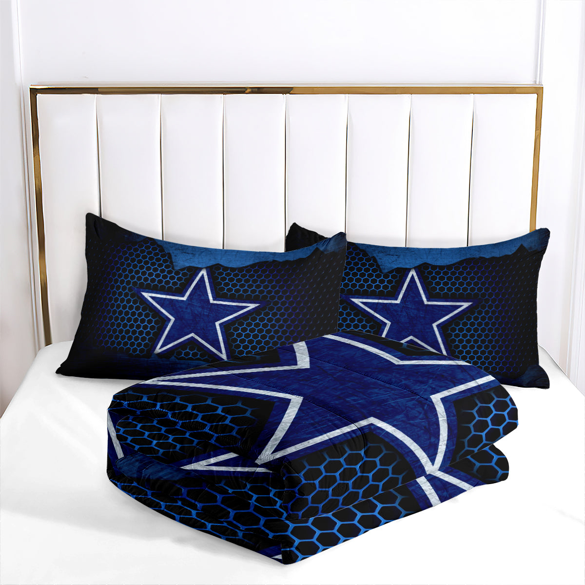 Dallas Rugby Football Cowboys Comforter Pillowcases 3PC Sets Blanket All Season Reversible Quilted Duvet