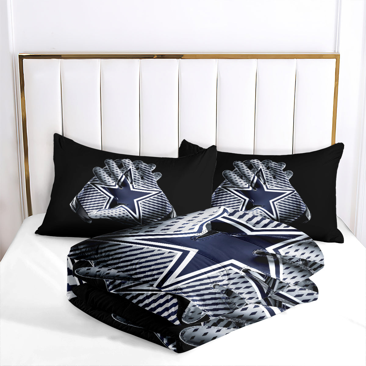 Dallas Rugby Football Cowboys Comforter Pillowcases 3PC Sets Blanket All Season Reversible Quilted Duvet