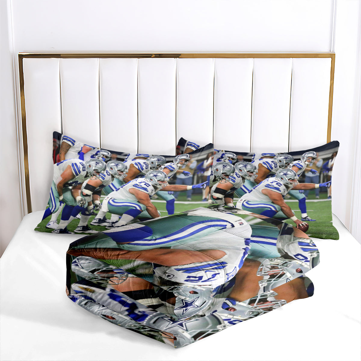 Dallas Rugby Football Cowboys Comforter Pillowcases 3PC Sets Blanket All Season Reversible Quilted Duvet