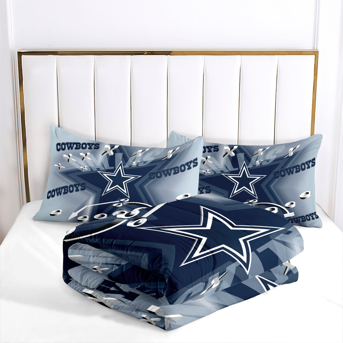 Dallas Rugby Football Cowboys Comforter Pillowcases 3PC Sets Blanket All Season Reversible Quilted Duvet