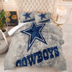 Dallas Rugby Football Cowboys Comforter Pillowcases 3PC Sets Blanket All Season Reversible Quilted Duvet