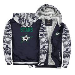 Dallas Stars Hockey Team  Unisex Lined Hoodie Fleece Sweatshirt Full Zipper Hooded Thicken Jacket