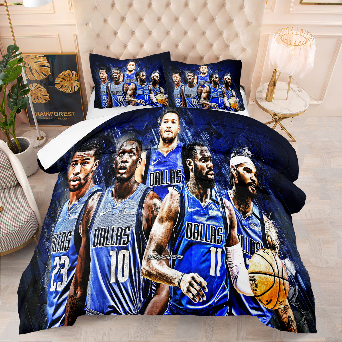 Dallas Basketball Mavericks Comforter Pillowcases 3PC Sets Blanket All Season Reversible Quilted Duvet