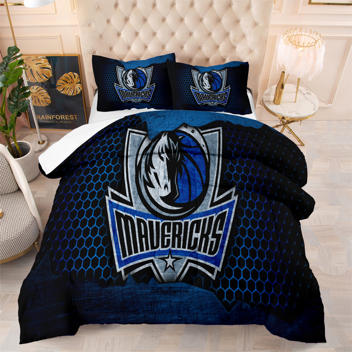 Dallas Basketball Mavericks Comforter Pillowcases 3PC Sets Blanket All Season Reversible Quilted Duvet