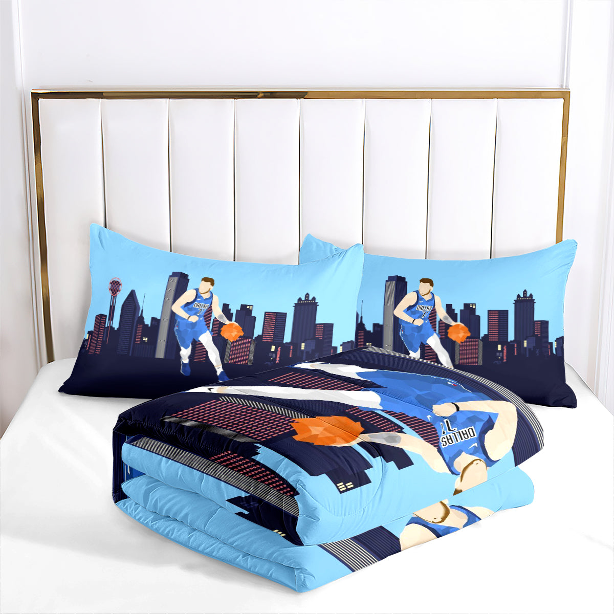 Dallas Basketball Mavericks Comforter Pillowcases 3PC Sets Blanket All Season Reversible Quilted Duvet