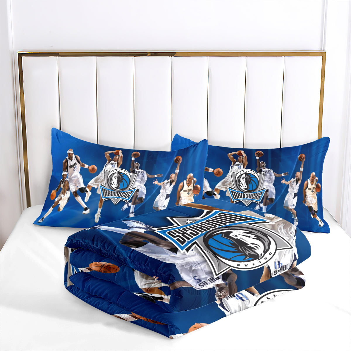 Dallas Basketball Mavericks Comforter Pillowcases 3PC Sets Blanket All Season Reversible Quilted Duvet