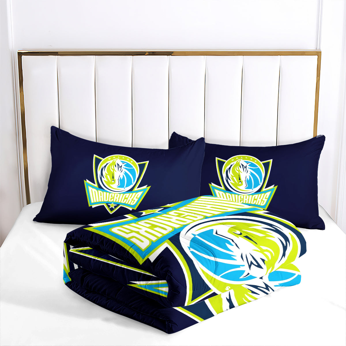 Dallas Basketball Mavericks Comforter Pillowcases 3PC Sets Blanket All Season Reversible Quilted Duvet