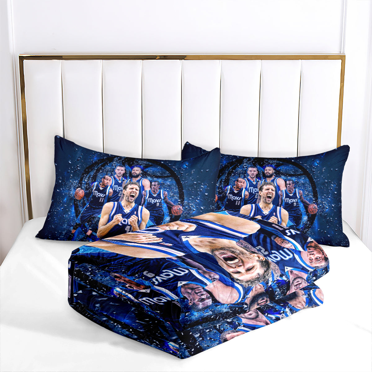 Dallas Basketball Mavericks Comforter Pillowcases 3PC Sets Blanket All Season Reversible Quilted Duvet