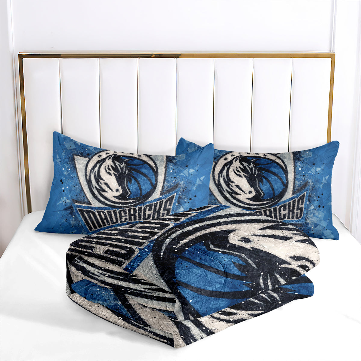 Dallas Basketball Mavericks Comforter Pillowcases 3PC Sets Blanket All Season Reversible Quilted Duvet