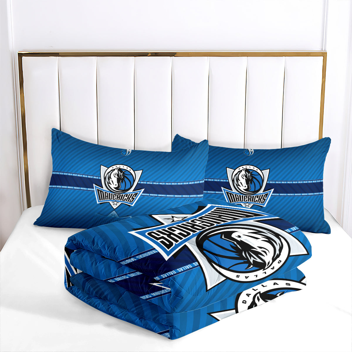 Dallas Basketball Mavericks Comforter Pillowcases 3PC Sets Blanket All Season Reversible Quilted Duvet