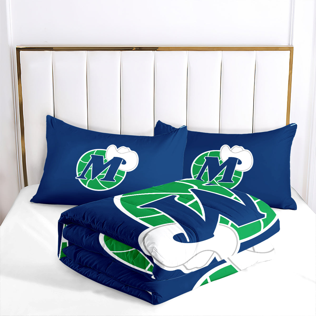 Dallas Basketball Mavericks Comforter Pillowcases 3PC Sets Blanket All Season Reversible Quilted Duvet