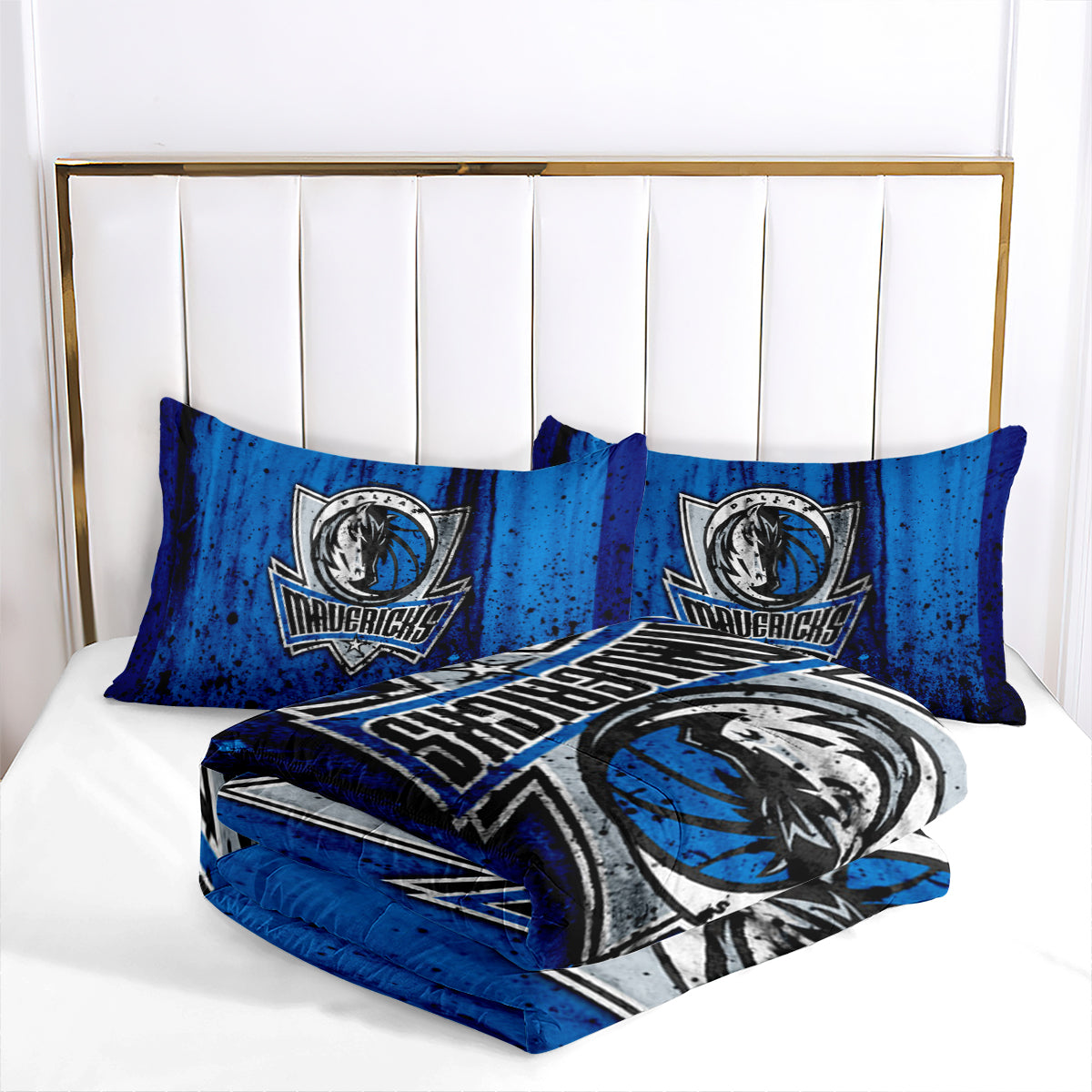 Dallas Basketball Mavericks Comforter Pillowcases 3PC Sets Blanket All Season Reversible Quilted Duvet