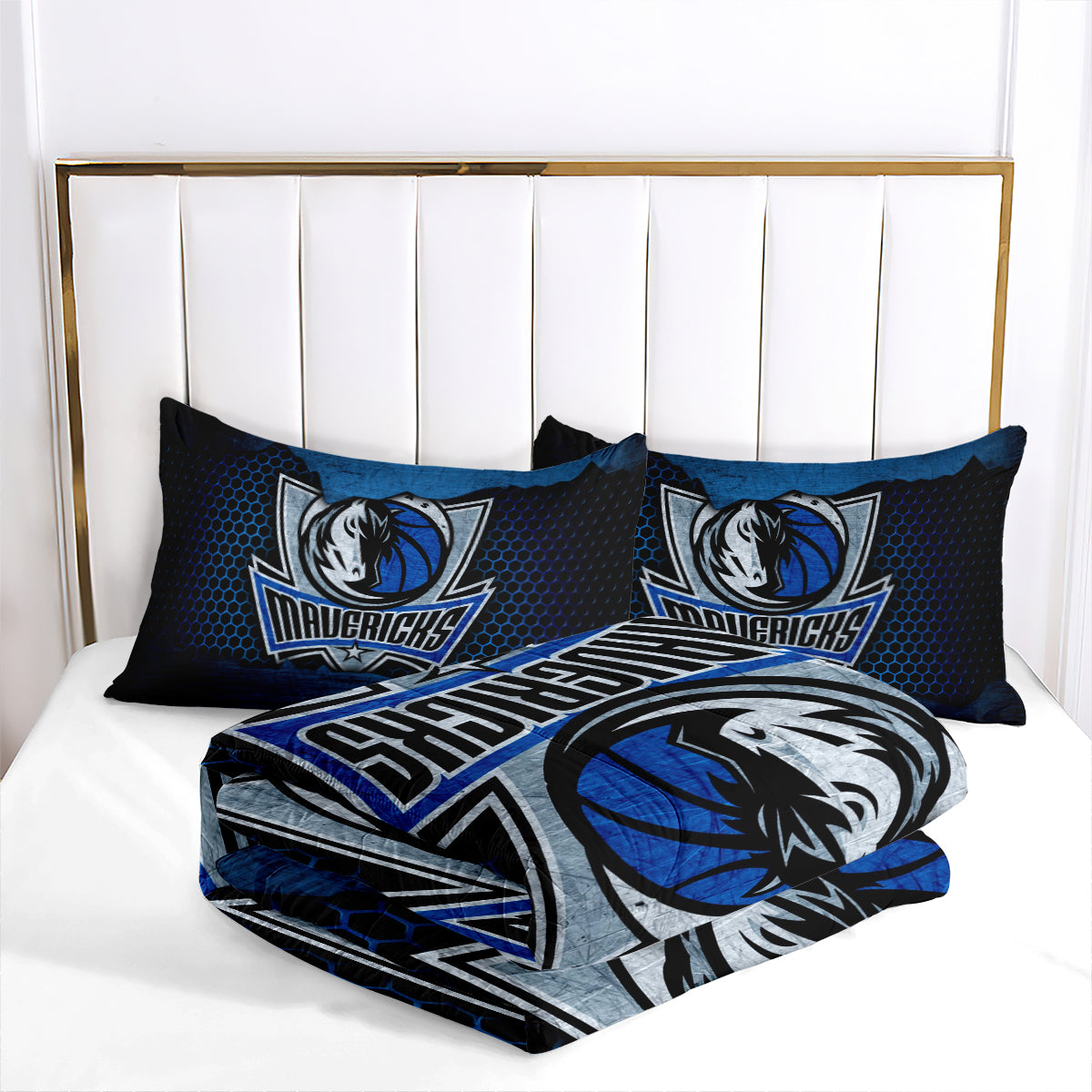 Dallas Basketball Mavericks Comforter Pillowcases 3PC Sets Blanket All Season Reversible Quilted Duvet