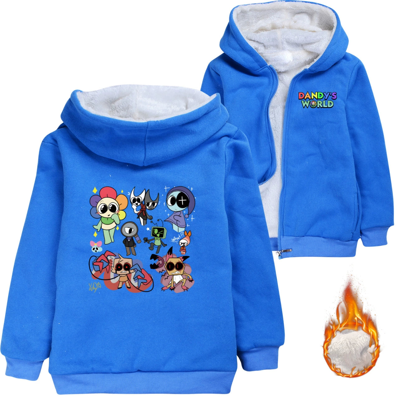 ‌Dandy's World Sherpa Lined Hoodie Fleece Sweatshirt Full Zip Hooded Jacket for Kids
